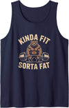 Bear Powerlifting Kinda Fit Sorta Fat Gym Humor Funny Kinda Fit Sorta Fat Bear Powerlifting Tank Top - Navy Blue