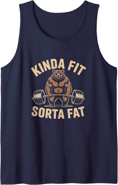 Funny Kinda Fit Sorta Fat Bear Powerlifting Tank Top