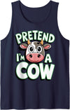 AnI'mal Cow Farm AnI'mal Halloween Costume Party Pretend I'm A Cow Tank Top - Navy Blue