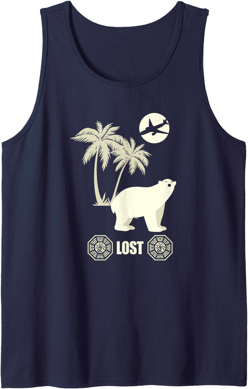 Lost Polar Bear, Island, and Plane Tank Top - Navy Blue