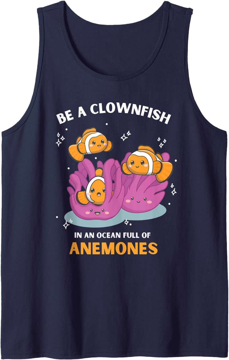 Funny Coral Reef Aquarium Aquarist Fish Tank Saltwater Aquarium Clownfish & Coral Reef Sea Anemones Tank Top - Navy Blue