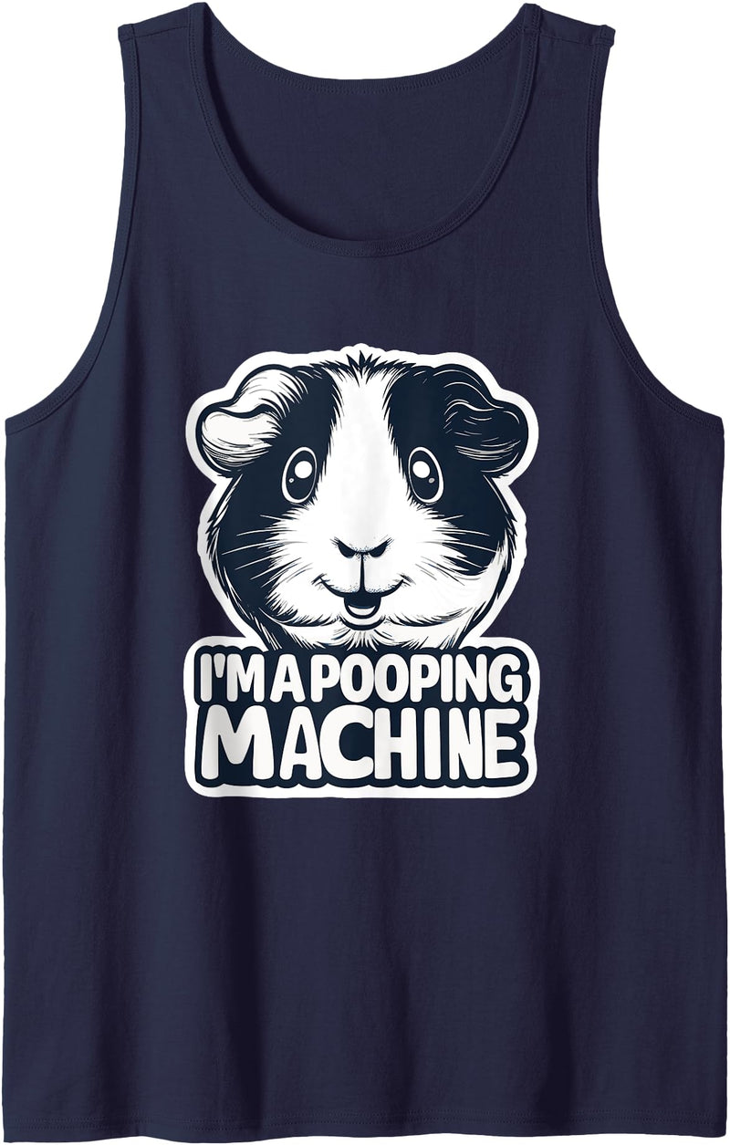 Guinea Pig Fashion Guinea Pig: I'm a Pooping Machine Tank Top - Navy Blue