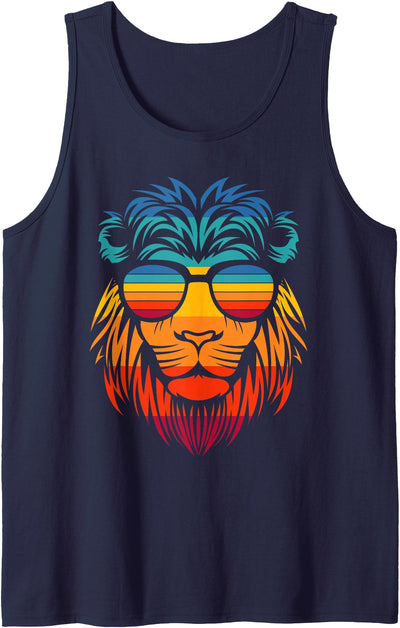 Men's Women's Cool Lion Stylish T Shirt, Lion Graphic Design Tank Top