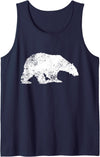 Polar Bear Lovers Graphic Distressed Polar Bear Print - Vintage Polar Bear Tank Top - Navy Blue