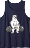 I Love Polar Bears And Fitness Polar Bear Powerlifting Weightlifting Gym And Animal Lovers Tank Top - Navy Blue