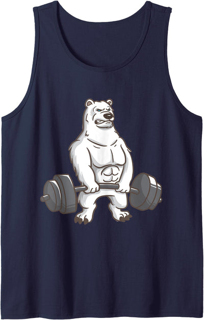 I Love Polar Bears And Fitness Polar Bear Powerlifting Weightlifting Gym And Animal Lovers Tank Top