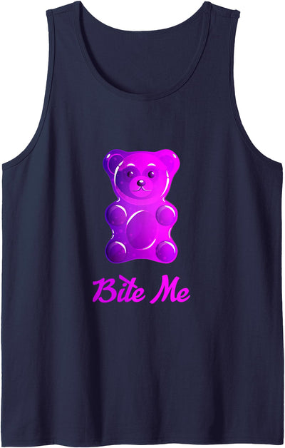 Cool Bite Me Colorful Gummy Bear Candy Illustration Graphic Tank Top