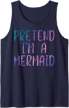 Halloween For Women Men Kids Boys Girls Halloween Pretend Im A Mermaid Cute Costume Girls Kids Women Tank Top - Navy Blue