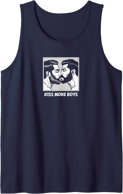 Kiss More Boys Gay Bear - Daddy Bear LGBTQ Pride Bearded Men Tank Top