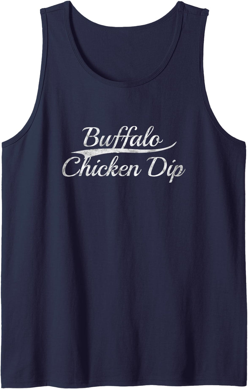 Retro Game Day Classic Bold Appetizer Aesthetic Buffalo Chicken Dip Vintage Inspired Varsity Style Graphic Tank Top - Navy