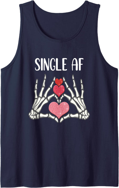 Single Lady's Single AF Skeleton and Hearts Tees Single AF skeleton hands hearts single women's halloween Tank Top