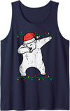 Christmas Pajamas PJ Men Women Kids Gifts Dabbing Polar Bear Dab Xmas Christmas Boys Kids Girl Youth Tank Top - Navy Blue