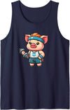 Funny Mini Pig Gifts Mini Pig Workout Pet Funny Weightlifting Tank Top - Navy Blue