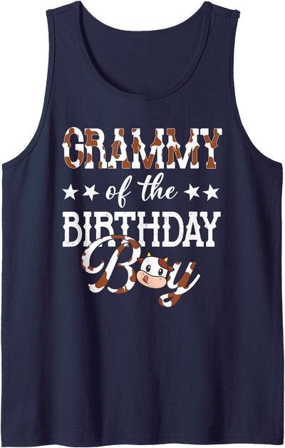 Cow Birthday Family Matching Cow Lover Grammy Tank Top