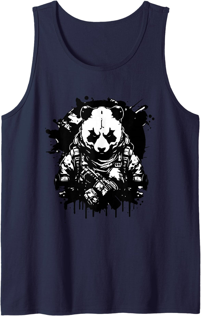 Panda Gifts For Panda Lovers - Cute Panda Bear Determined Tactical Panda - Not so Fluffy and Harmless Tank Top - Navy Blue