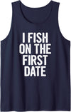 Lltees Funny I Fish On The First Date Tank Top - Navy Blue