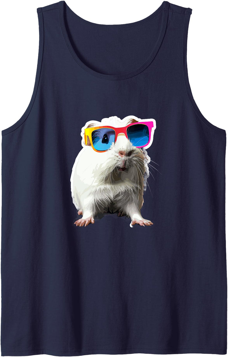 Guinea pig sunglasses Cute guinea pig Chilt with sunglasses Tank Top - Navy Blue