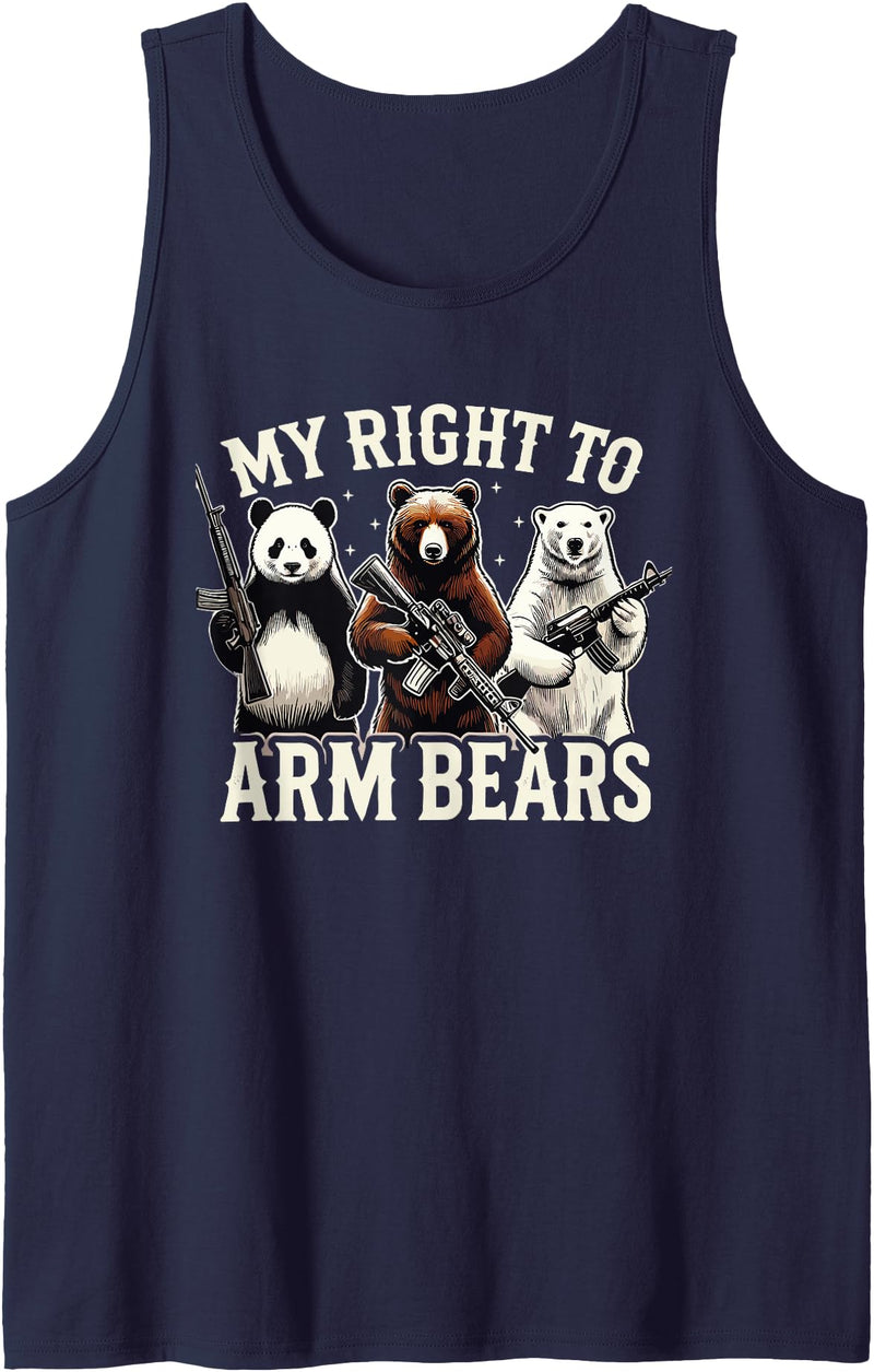 The Rizzly Bear Bro Tees Funny Bear Shirt, My Right To Arm Bears Graphic Men Tank Top - Navy Blue
