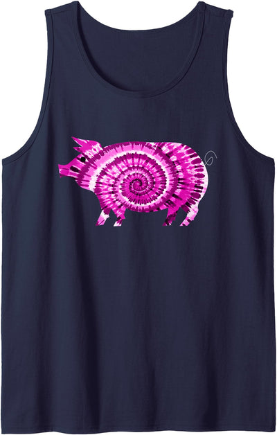 Pink Pig Tie Dye 60s 70s Hippie Psychedelic Tank Top
