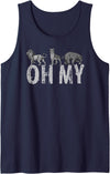 Wild Animal DESIGNS Lions Tigers Bears OH MY - Classic Wizard of Oz Inspired Tank Top - Navy Blue