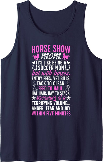Funny Horse Show Mother For Mother's Day Horse Show Mom Funny Equestrian Mom Horse Show Mama Tank Top