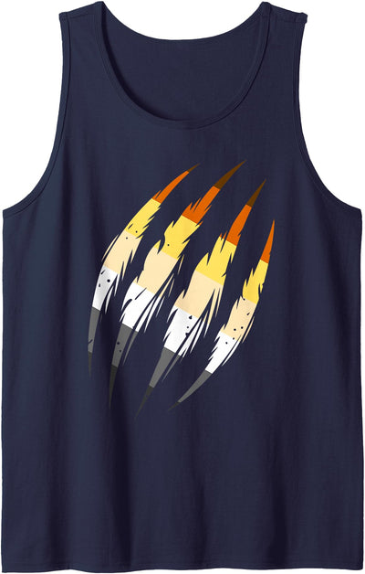 Mens Bear Pride Claw Marks Gay Men LGBT Bear Flag Tank Top