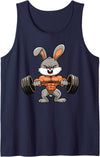 Gym Rabbit Bodybuilding Powerlifting Fitness Funny Rabbit Tank Top in Navy Blue