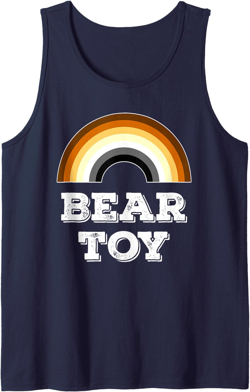 ArtDiggs-BearPride Bear Toy - Gay Bear Pride Rainbow Tank Top - Navy Blue