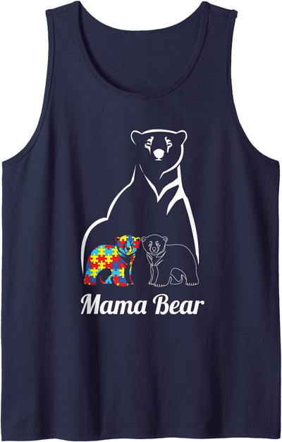 Autism Awareness Mama Bear Mom Autistic Child Tank Top