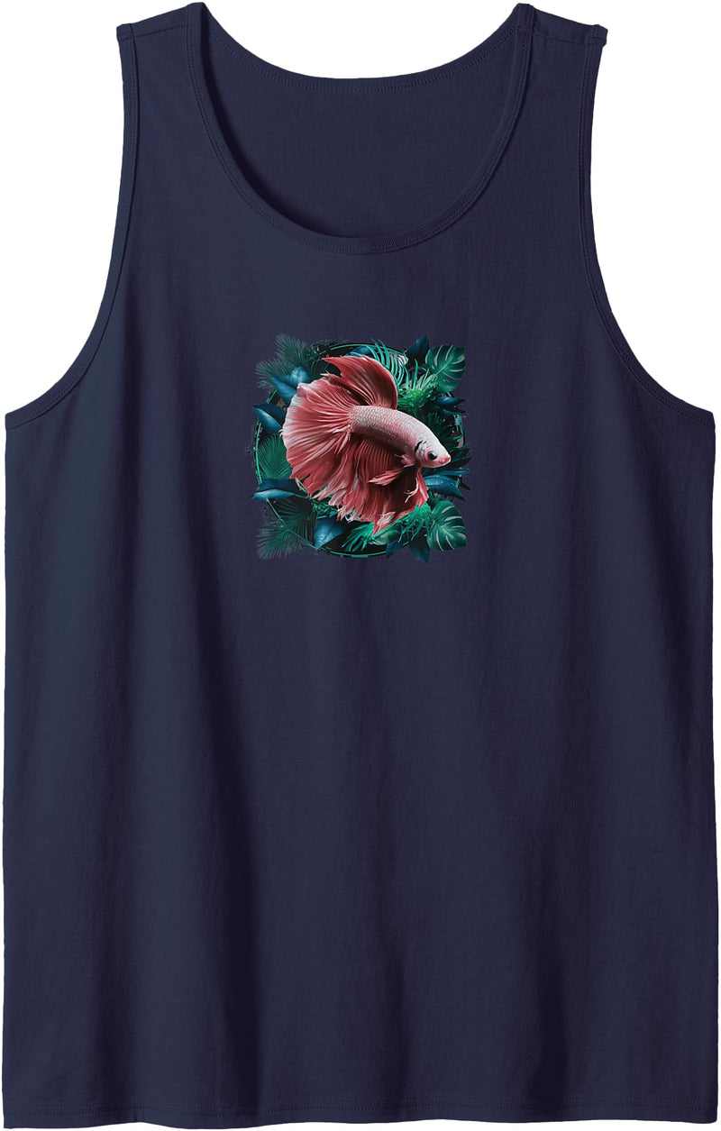 Betta Beta Fish Designs by Tigerstarkdesign Aquarium Fish Tank Freshwater Betta Colorful Betta Fish Tank Top - Navy Blue