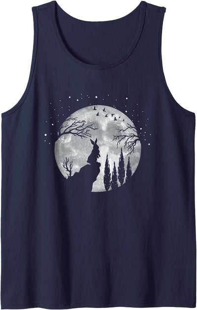 Rabbit Howling at the Moon Silhouette Tank Top
