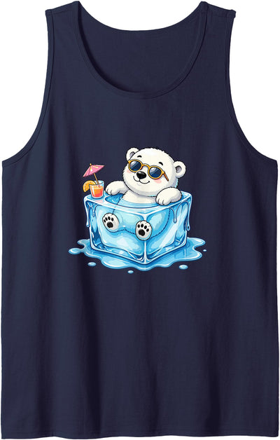 Chill Polar Bear in Ice Cube Summer Mood Tank Top