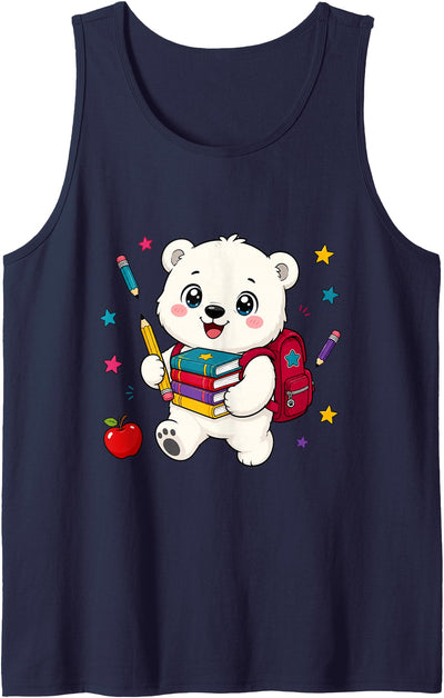 Cute Polar Bear Back to School Kids Teacher Student Tank Top