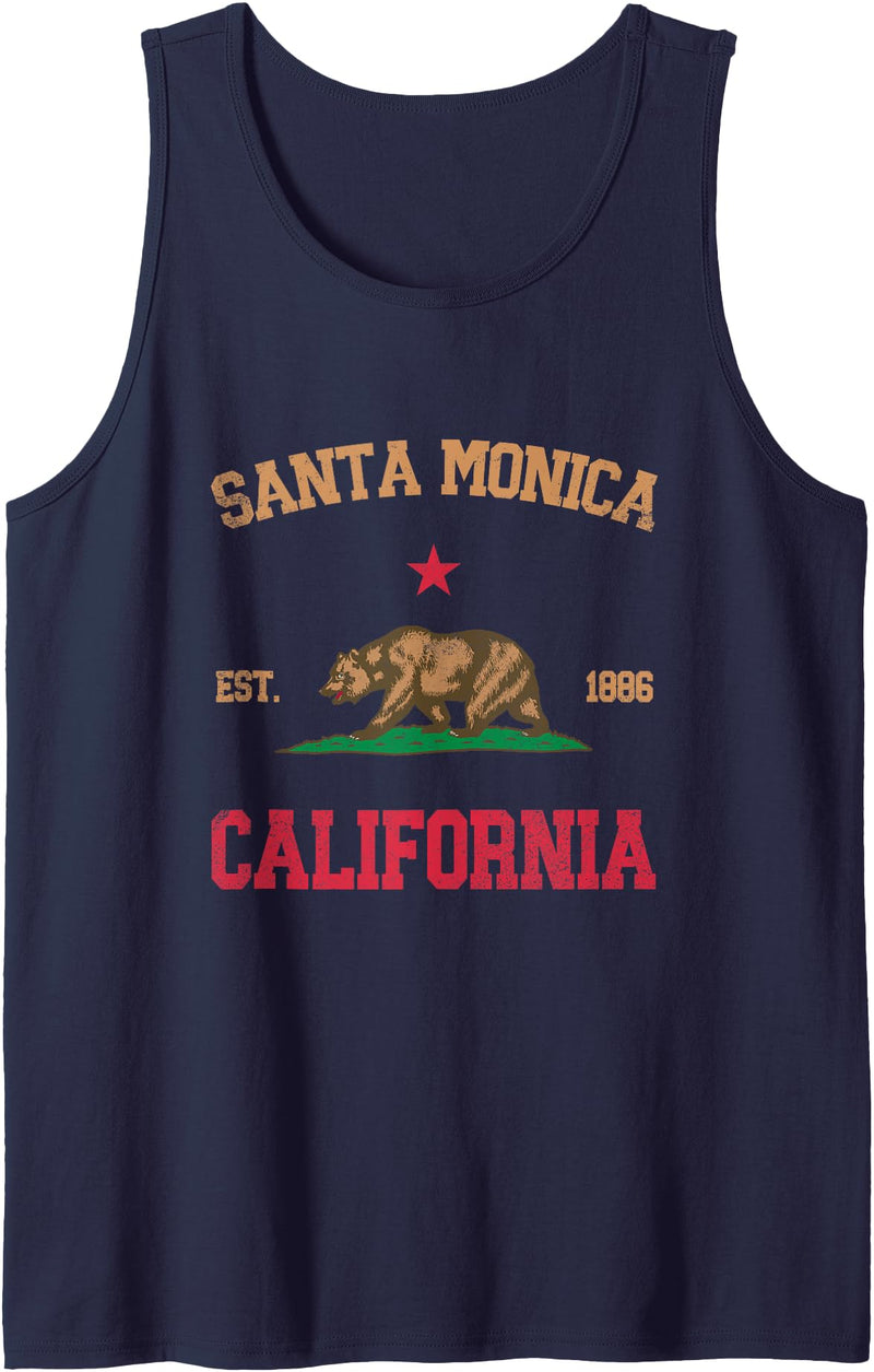 Santa Monica California CA Designs Santa Monica California Tank Top - Navy Blue