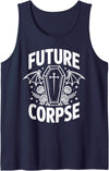 Coffin Humor Halloween Future Corpse Future Corpse Funny Halloween Coffin Bats Tank Top - Navy Blue