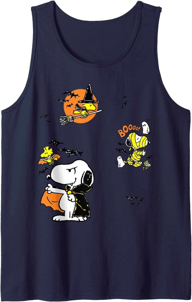 Peanuts Snoopy and Woodstock Halloween Fun Tank Top - Navy Blue