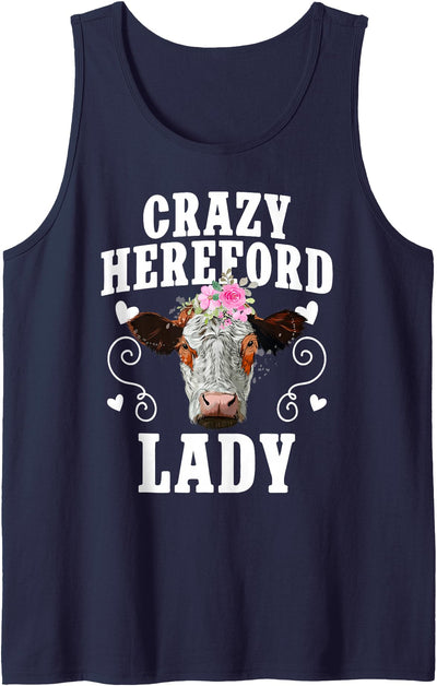 Funny Hereford Cattle Hereford Cow Lover Crazy Hereford Tank Top