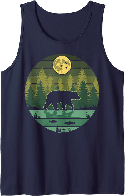 Bear Forest Retro Wildlife Nature Tank Top