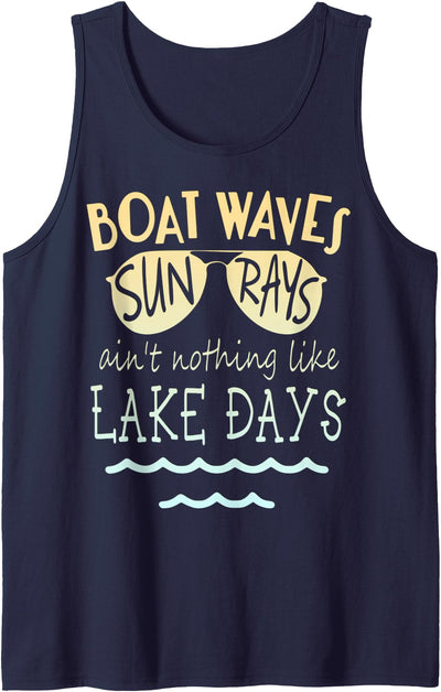 Boat Waves Sun Rays Lake Days Tank Top