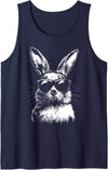Rabbit Easter Bunny Sunglasses Tank Top in Navy Blue