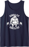 Kinda Fit Sorta Fat Gift Funny Gym Weightlifting Kinda Fit Sorta Fat Tshirt Funny Gym Body Cute Bear Retro Tank Top - Navy Blue