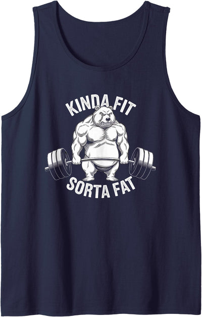 Kinda Fit Sorta Fat Funny Gym Body Cute Bear Retro Tank Top