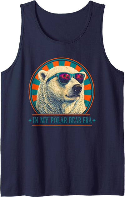 Cool Polar Bear Mom 70s Colorful Design Funny in My Polar Bear Era Cool Animal Mom Graphic Tank Top