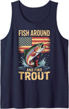 Trout Fishing Fish Fisherman Fish Around And Find Trout Tank Top - Navy Blue