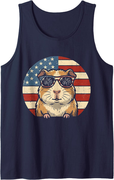 Retro Guinea Pig 4th of July America Funny Independence Day Tank Top