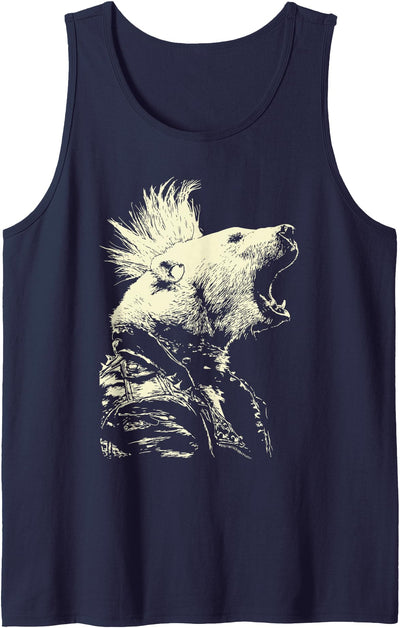 Funny Polar Bear Rocker Musician Animal Punk Rock Grunge Tank Top