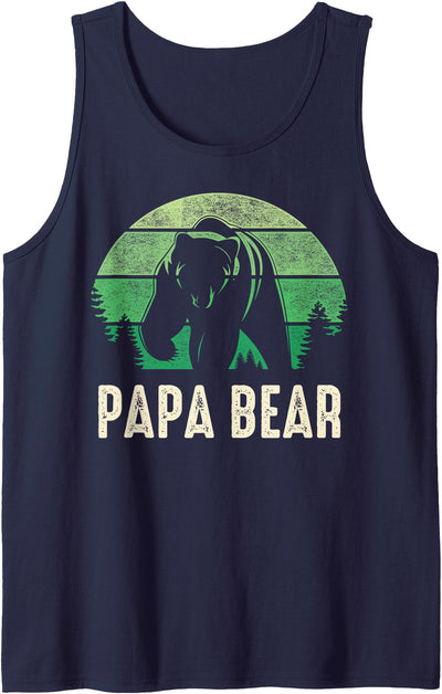 Papa Bear Green Retro Mens gift Tank Top
