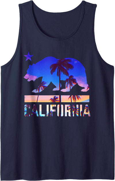 California Bear Palm Trees State Tank Top