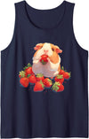 Cute Strawberry Animals Strawberry Guinea Pig Drawing Strawberries Cute Guinea Pig Tank Top - Navy Blue