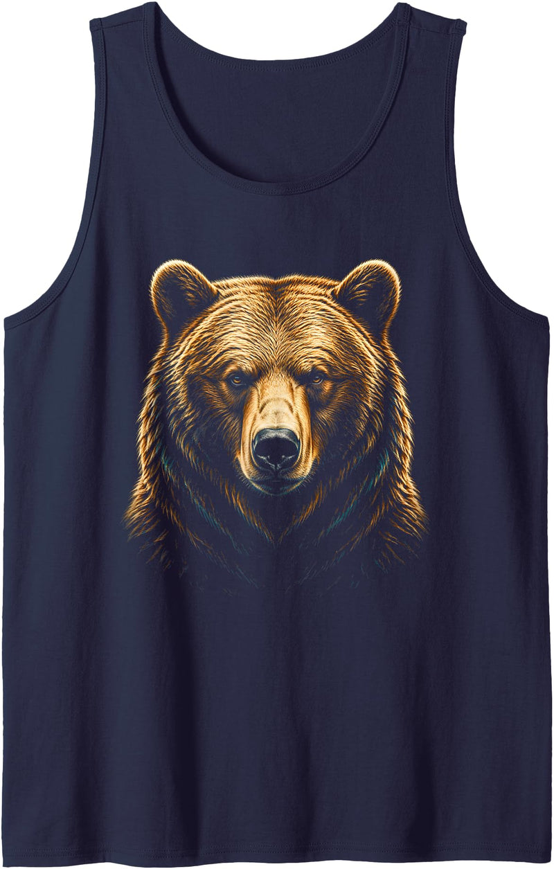 Realistic Bear Portrait Wildlife Realistic Bear Portrait Bear Wildlife Tank Top - Navy Blue